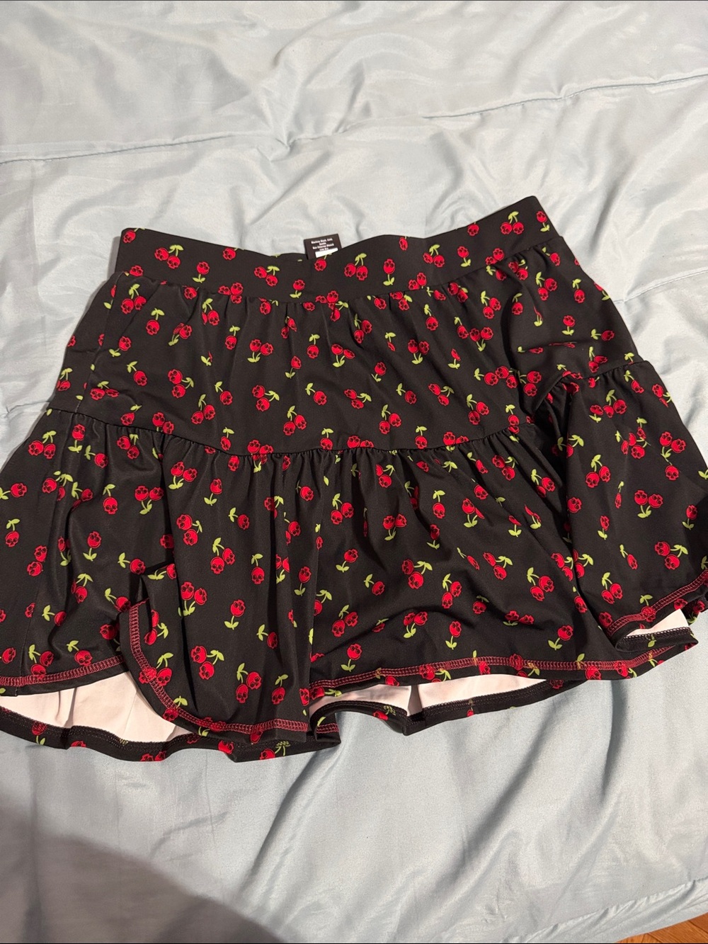 Skull Black Cherry Print Skirt - hot topic